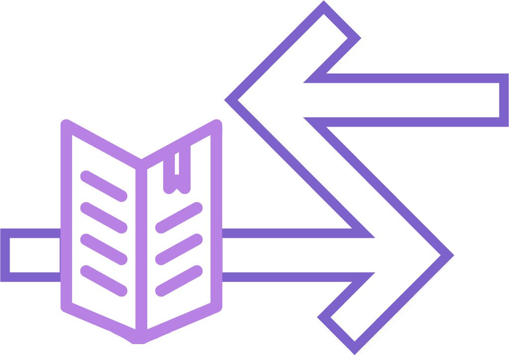 An open book and bold arrows form this dynamic icon—capturing re:you’s belief that growth is a back-and-forth journey, not a straight path.