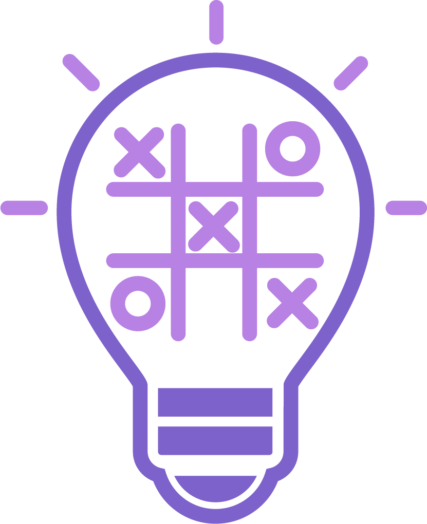 A re:you icon of a glowing light bulb, symbolizing bright ideas and actionable skills you can use right away.