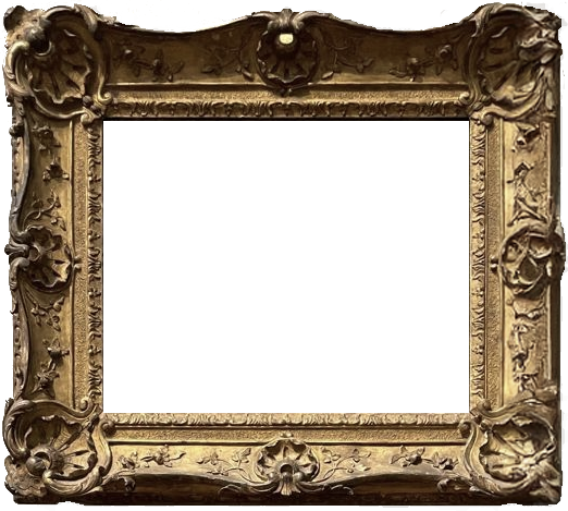 Ornate vintage gold picture frame with floral carvings, empty and ready for creative content